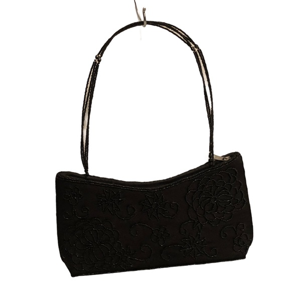 Jessica Beaded Flower Detail Black Mini bag purse - Picture 1 of 6